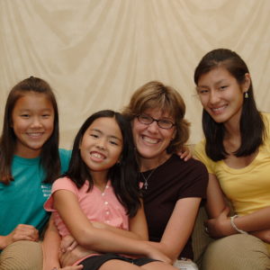 Mother and three teens