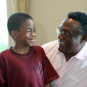 Son looking at dad