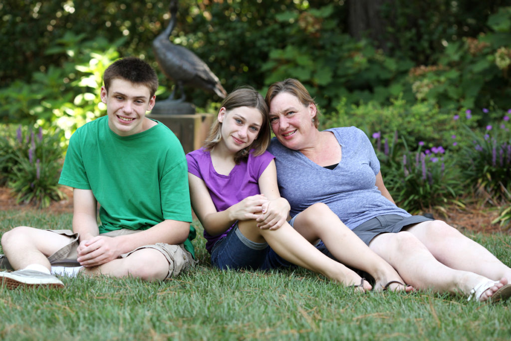 mother and two children